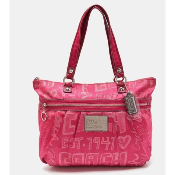 Coach Pink Signature Poppy Admirer Tote - Picture 1 of 10